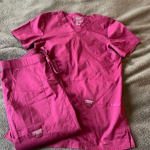 Wine color scrub set, size XS. Cherokee